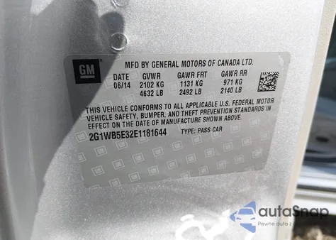 2014 Chevrolet Impala Limited Lt z USA, uszkodzony, nr VIN 2G1WB5E32E1181644